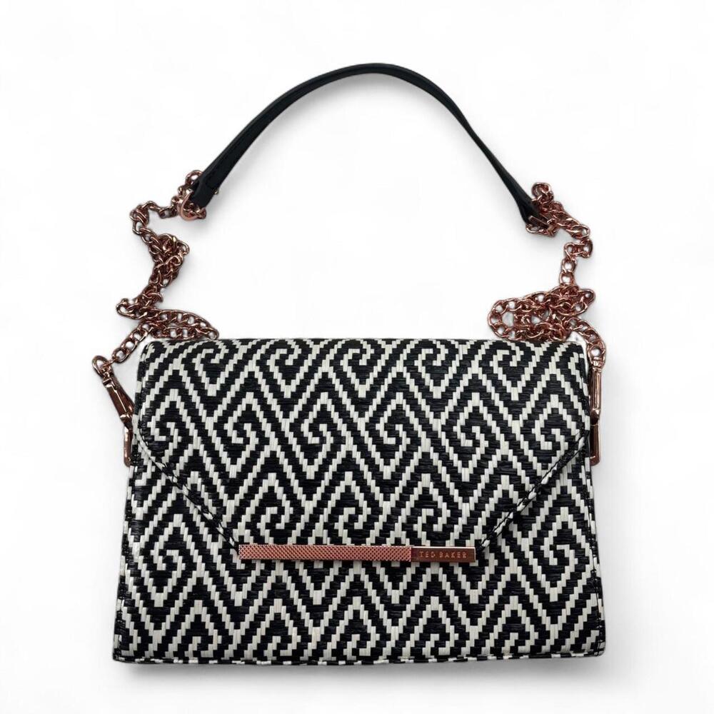 Ted Baker ‘Kieraa’ Black/White Textured Bar Woven CrossBody Bag.